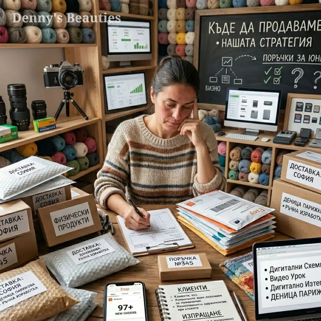 Стратегия, бизнес модел и бизнес мениджмънт за творци къде да продаваме ръчно плетени и ръчно изработени изделия бизнес съвети честен и реалистичен поглед от практиката за продажба на занаяти как да превърнем ръчната изработка в успешен и законен бизнес бизнес мениджмънт за творци и занаятчии консултации и стратегия бизнес модел за продажба на ръчно изработени неща в България грешки при стартиране на бизнес с ръчно плетени изделия как да изградим устойчив бранд за ръчна изработка от нулата планиране на стратегия за продажби на творци и занаятчии финансова реалност и инвестиции през първата година на творчески бизнес как да намерим идеалните клиенти за скъпи ръчно плетени дрехи Къде да продаваме ръчно плетени и ръчно изработени изделия – честен и реалистичен поглед от практиката продажба на дигитални продукти и физически стоки в платформи как работи платформата Etsy за продажба на занаяти от България регистрация по ДДС и данъци при продажби в международни сайтове собствен онлайн магазин на WordPress за ръчно изработени продукти защо да изберем собствен сайт пред изцяло програмиран custom сайт предимства на собствената платформа за независим бранд за плетене оптимизация и ключови думи за успешно позициониране в Etsy как да продаваме ръчно изработени неща в социалните мрежи създаване на съдържание за Facebook и Instagram с цел продажби изграждане на общност от клиенти в затворена група във Facebook маркетинг чрез видео съдържание в YouTube канал за плетене продажба на плетива в платформи за безплатни обяви като OLX и Bazar сравнение между доходите от дигитални схеми и физически продукти как да продаваме дигитални схеми за плетене на една кука онлайн плюсове и минуси при участие в занаятчийски базари и панаири реални разходи такси и умора при изложения на ръчна изработка как да продаваме ръчно плетени изделия на консигнация в магазини рискове при висока надценка от магазини за авторски продукти защо собственият физически магазин е рисков за бавни плетива как живият контакт с клиенти на базар помага за продажбите лаптоп с диаграма за избор между онлайн магазин Etsy и физически пазар тефтер със записки за бизнес стратегия грешки и анализ на занаяти разтворена книга планьор и химикал на дървено работно бюро на творец голямо ръчно плетено вълнено одеяло на кушетка до работното място кутия с визитки с логото на бранда за ръчна изработка върху масата стъклен буркан пълен с плетени мостри на една кука и куки за плетене черна училищна дъска със схема за бизнес модел бранд и клиенти табло за вдъхновение с разпечатани снимки от локален пазар за занаяти комплект моливи и органайзер върху дървено бюро пред тухлена стена уютно работно пространство на занаятчия и дизайнер на плетива онлайн курс по плетене на една кука под формата на членство платена индивидуална консултация по бизнес мениджмънт за творци как да ценообразуваме и продаваме успешно занаяти в интернет практическо ръководство къде да намерим клиенти за ръчен труд занаятчийска дейност регистрация фирма осигуровки и данъци в България как да печелим от хобито си плетене на една кука реалистично маркетинг стратегия за малък бизнес с ръчно изработени дрехи как да спестим време и пари при стартиране на творчески бранд кои канали за продажба на плетива носят най-голяма възвръщаемост как да управляваме времето си между производство и маркетинг на занаяти