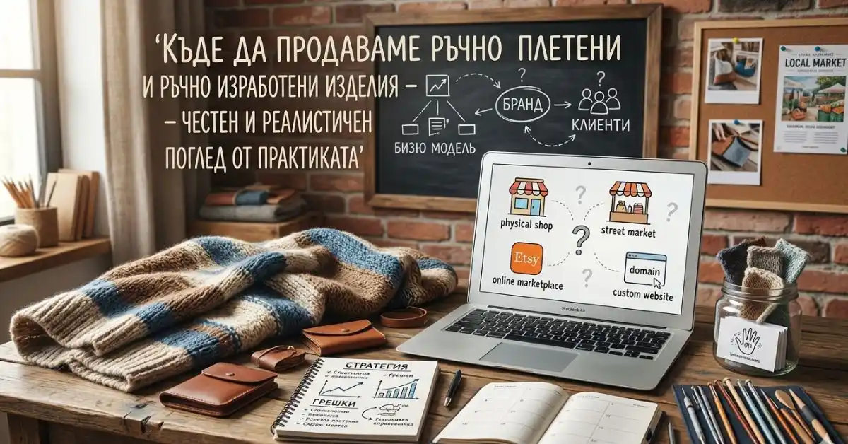 За да оптимизирате максимално добре изображението kade-prodavame-rachnoizraboteni-izdeliadennysbeauties cover blog post (10).webp за търсачките (SEO), подбрах 50 дълги ключови думи и описателни фрази (Long-tail keywords) на български език. Те обхващат темите за продажба на занаяти, бизнес стратегии, платформите и визуалните елементи на самата снимка.</p>
<p>Можете да изберете най-подходящите от тях за Alt-текст или за допълнителни тагове в блога:</p>
<p>Стратегия, бизнес модел и бизнес мениджмънт за творци<br />
къде да продаваме ръчно плетени и ръчно изработени изделия бизнес съвети</p>
<p>честен и реалистичен поглед от практиката за продажба на занаяти</p>
<p>как да превърнем ръчната изработка в успешен и законен бизнес</p>
<p>бизнес мениджмънт за творци и занаятчии консултации и стратегия</p>
<p>бизнес модел за продажба на ръчно изработени неща в България</p>
<p>грешки при стартиране на бизнес с ръчно плетени изделия</p>
<p>как да изградим устойчив бранд за ръчна изработка от нулата</p>
<p>планиране на стратегия за продажби на творци и занаятчии</p>
<p>финансова реалност и инвестиции през първата година на творчески бизнес</p>
<p>как да намерим идеалните клиенти за скъпи ръчно плетени дрехи Къде да продаваме ръчно плетени и ръчно изработени изделия – честен и реалистичен поглед от практиката продажба на дигитални продукти и физически стоки в платформи</p>
<p>как работи платформата Etsy за продажба на занаяти от България</p>
<p>регистрация по ДДС и данъци при продажби в международни сайтове</p>
<p>собствен онлайн магазин на WordPress за ръчно изработени продукти</p>
<p>защо да изберем собствен сайт пред изцяло програмиран custom сайт</p>
<p>предимства на собствената платформа за независим бранд за плетене</p>
<p>оптимизация и ключови думи за успешно позициониране в Etsy</p>
<p>как да продаваме ръчно изработени неща в социалните мрежи</p>
<p>създаване на съдържание за Facebook и Instagram с цел продажби</p>
<p>изграждане на общност от клиенти в затворена група във Facebook</p>
<p>маркетинг чрез видео съдържание в YouTube канал за плетене</p>
<p>продажба на плетива в платформи за безплатни обяви като OLX и Bazar</p>
<p>сравнение между доходите от дигитални схеми и физически продукти</p>
<p>как да продаваме дигитални схеми за плетене на една кука онлайн плюсове и минуси при участие в занаятчийски базари и панаири</p>
<p>реални разходи такси и умора при изложения на ръчна изработка</p>
<p>как да продаваме ръчно плетени изделия на консигнация в магазини</p>
<p>рискове при висока надценка от магазини за авторски продукти</p>
<p>защо собственият физически магазин е рисков за бавни плетива</p>
<p>как живият контакт с клиенти на базар помага за продажбите лаптоп с диаграма за избор между онлайн магазин Etsy и физически пазар</p>
<p>тефтер със записки за бизнес стратегия грешки и анализ на занаяти</p>
<p>разтворена книга планьор и химикал на дървено работно бюро на творец</p>
<p>голямо ръчно плетено вълнено одеяло на кушетка до работното място</p>
<p>кутия с визитки с логото на бранда за ръчна изработка върху масата</p>
<p>стъклен буркан пълен с плетени мостри на една кука и куки за плетене</p>
<p>черна училищна дъска със схема за бизнес модел бранд и клиенти</p>
<p>табло за вдъхновение с разпечатани снимки от локален пазар за занаяти</p>
<p>комплект моливи и органайзер върху дървено бюро пред тухлена стена</p>
<p>уютно работно пространство на занаятчия и дизайнер на плетива онлайн курс по плетене на една кука под формата на членство</p>
<p>платена индивидуална консултация по бизнес мениджмънт за творци</p>
<p>как да ценообразуваме и продаваме успешно занаяти в интернет</p>
<p>практическо ръководство къде да намерим клиенти за ръчен труд</p>
<p>занаятчийска дейност регистрация фирма осигуровки и данъци в България</p>
<p>как да печелим от хобито си плетене на една кука реалистично</p>
<p>маркетинг стратегия за малък бизнес с ръчно изработени дрехи</p>
<p>как да спестим време и пари при стартиране на творчески бранд</p>
<p>кои канали за продажба на плетива носят най-голяма възвръщаемост</p>
<p>как да управляваме времето си между производство и маркетинг на занаяти